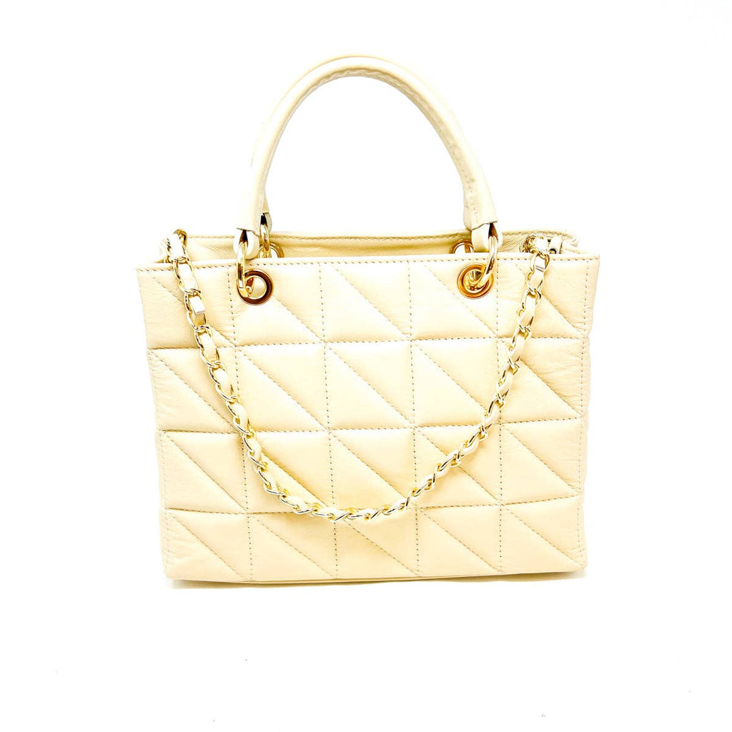 ITALIAN LEATHER QUILTED MID BAG