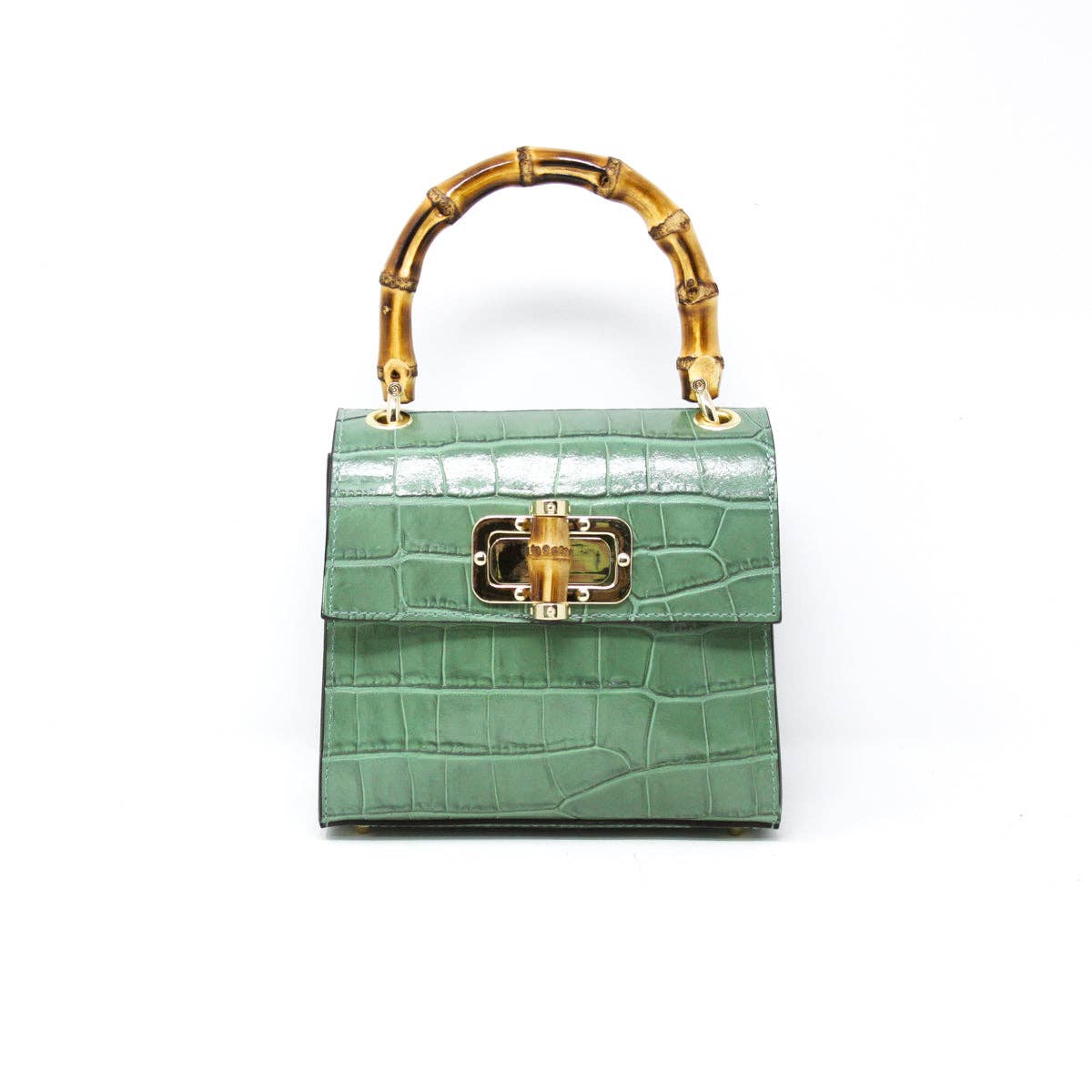 GENUINE ITALIAN LEATHER BAMBOO HANDLE BAG
