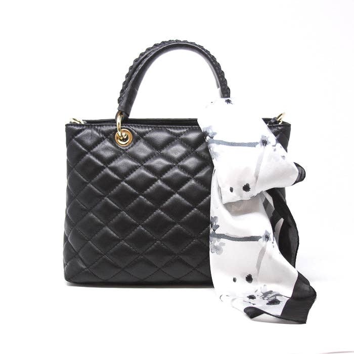 ITALIAN LEATHER QUILTED MID-SIZE BAG