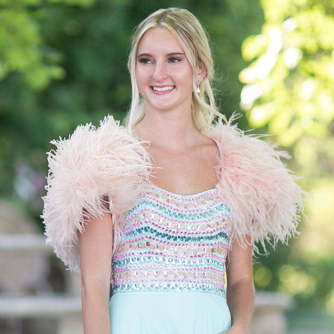 Ostrich Feather Bolero Shoulder Wrap / Coat-Champagne