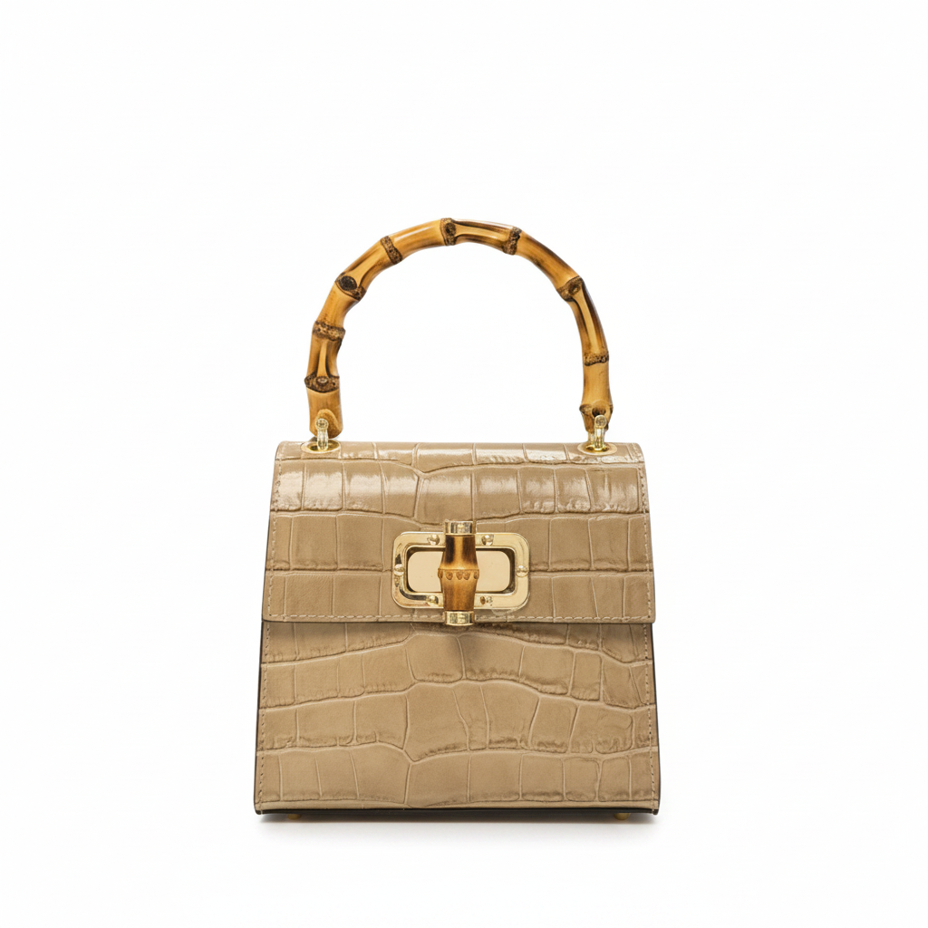 GENUINE ITALIAN LEATHER BAMBOO HANDLE BAG