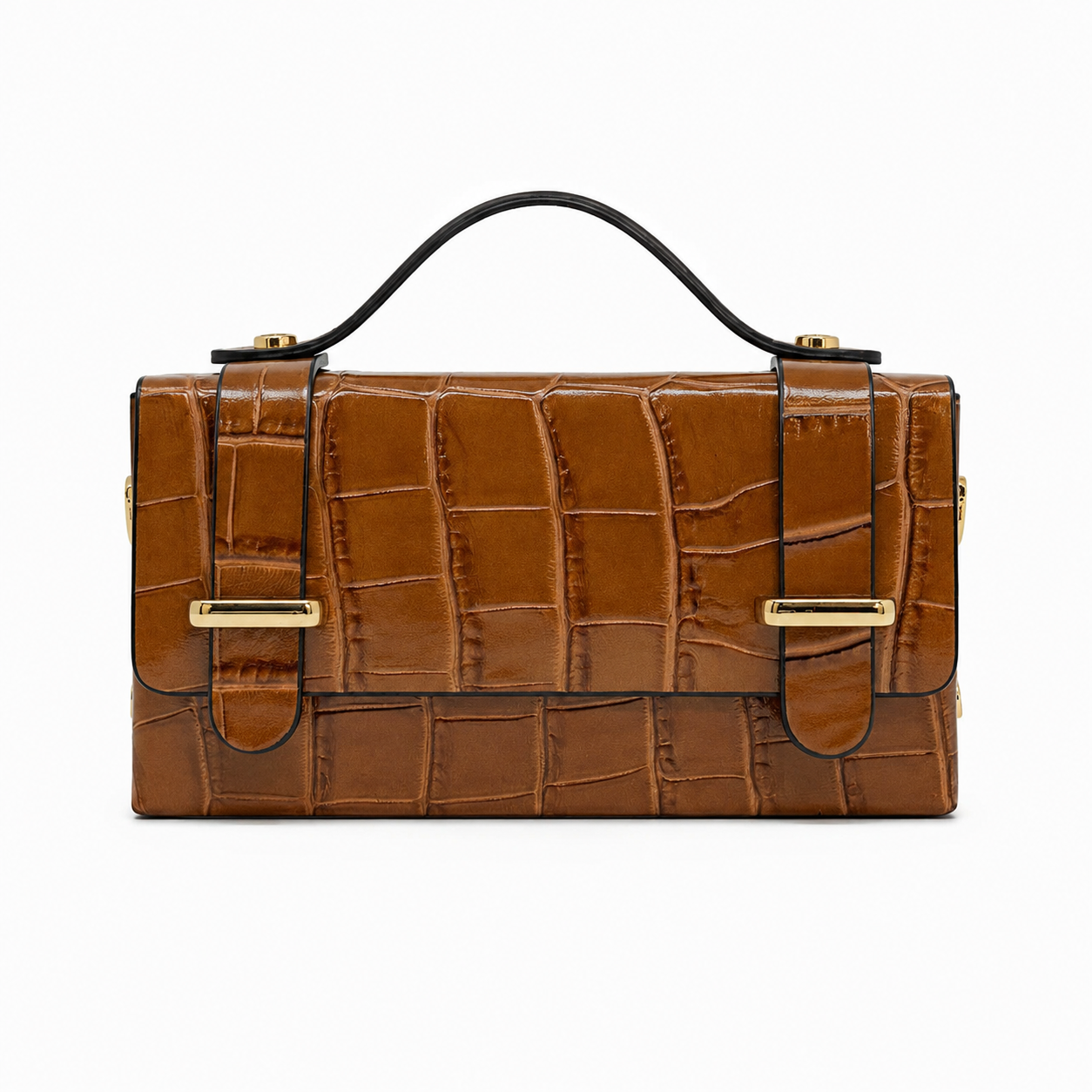 LEATHER HANDBAG WITH CROCCO