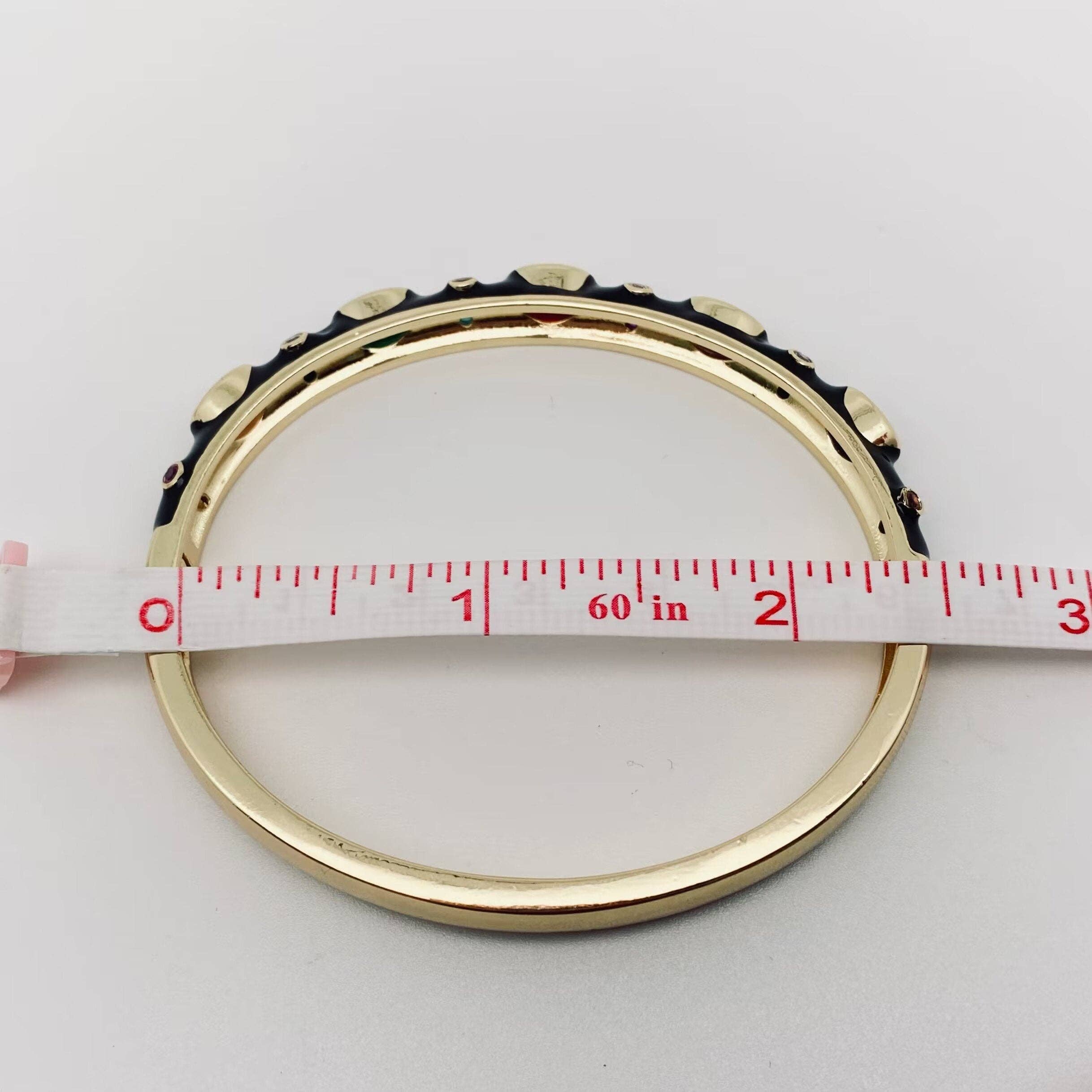 Inlaid Cubic Zirconia Gold Plated 8MM Enamel Bangle