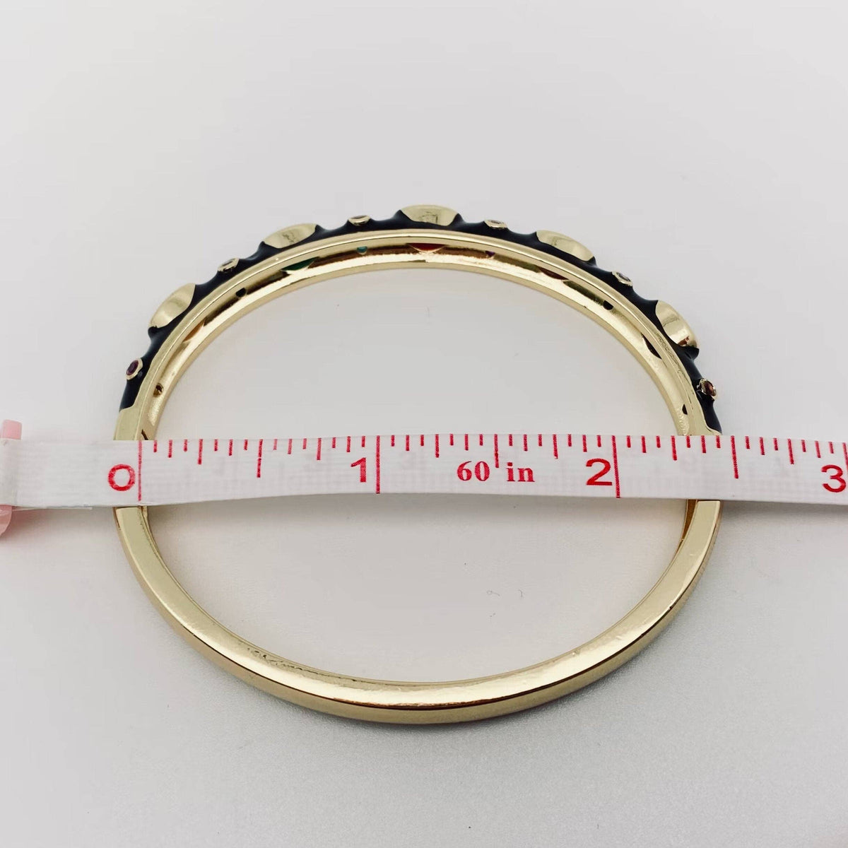 Inlaid Cubic Zirconia Gold Plated 8MM Enamel Bangle