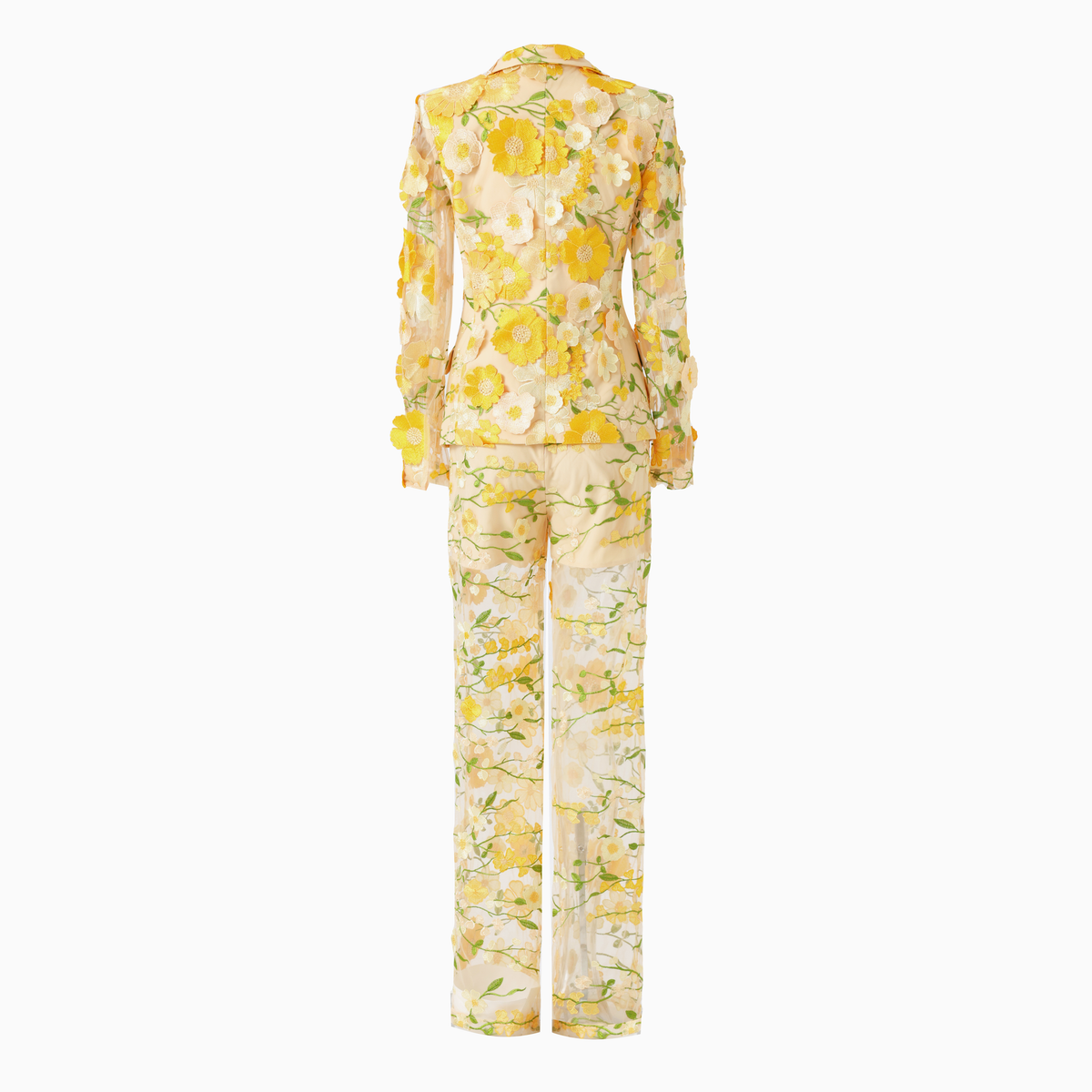 Floral Embroidered Blazer Pants Suit Women