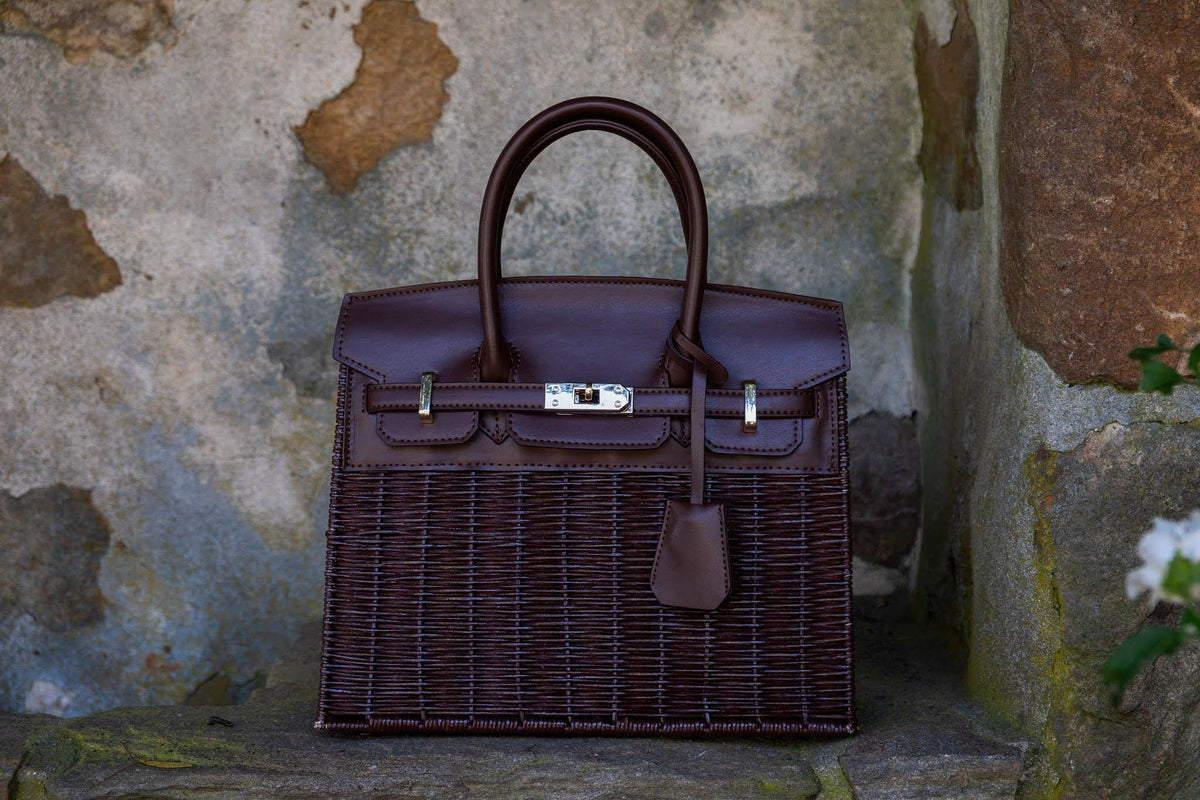 Margo Chocolate Wicker Handbag- WS