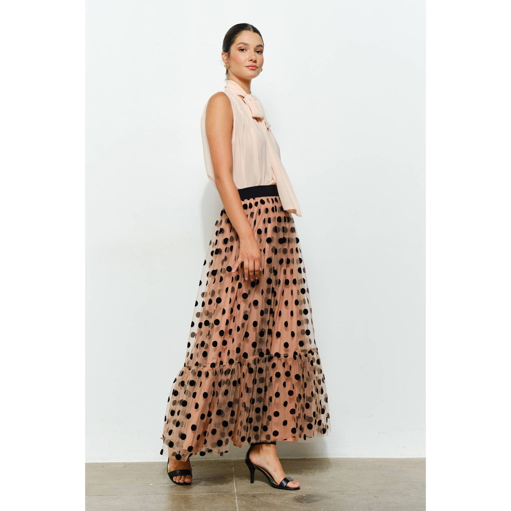 Tie-Neck Chiffon Sleeveless Blouse