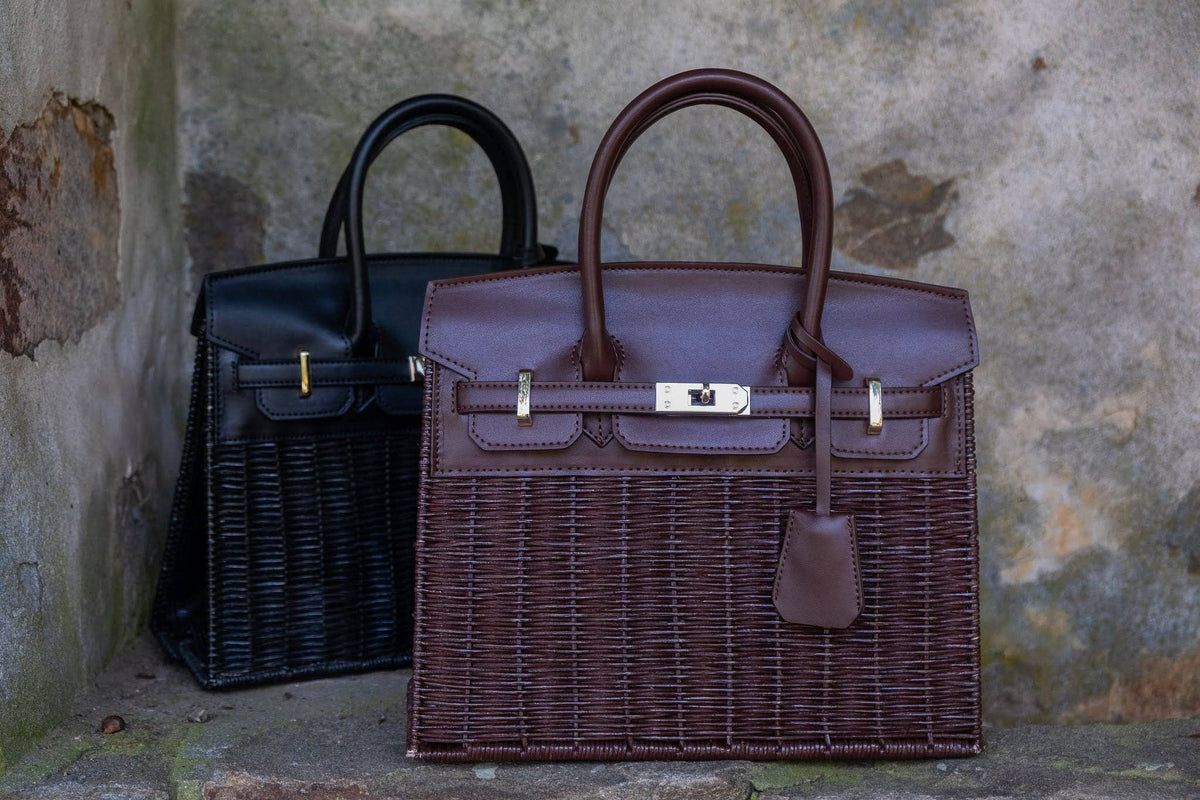Margo Chocolate Wicker Handbag- WS