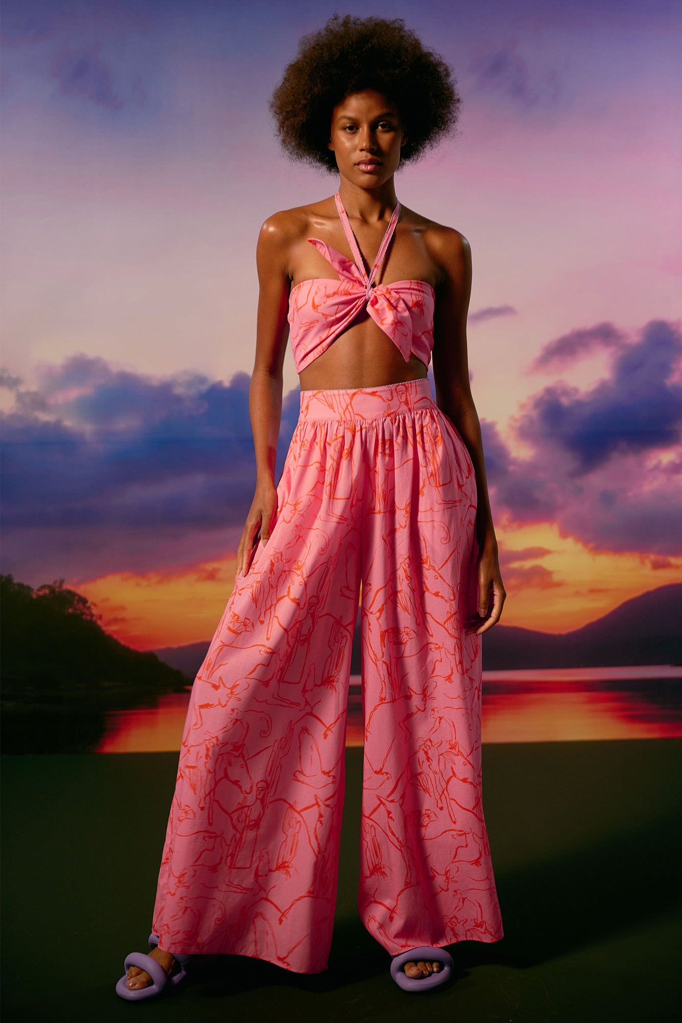 Campana Pants in Caballos Rosa
