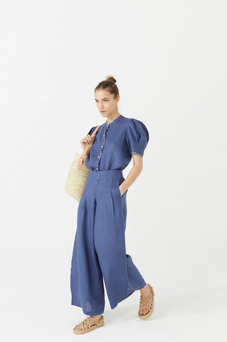 Deep Blue Linen Culotte