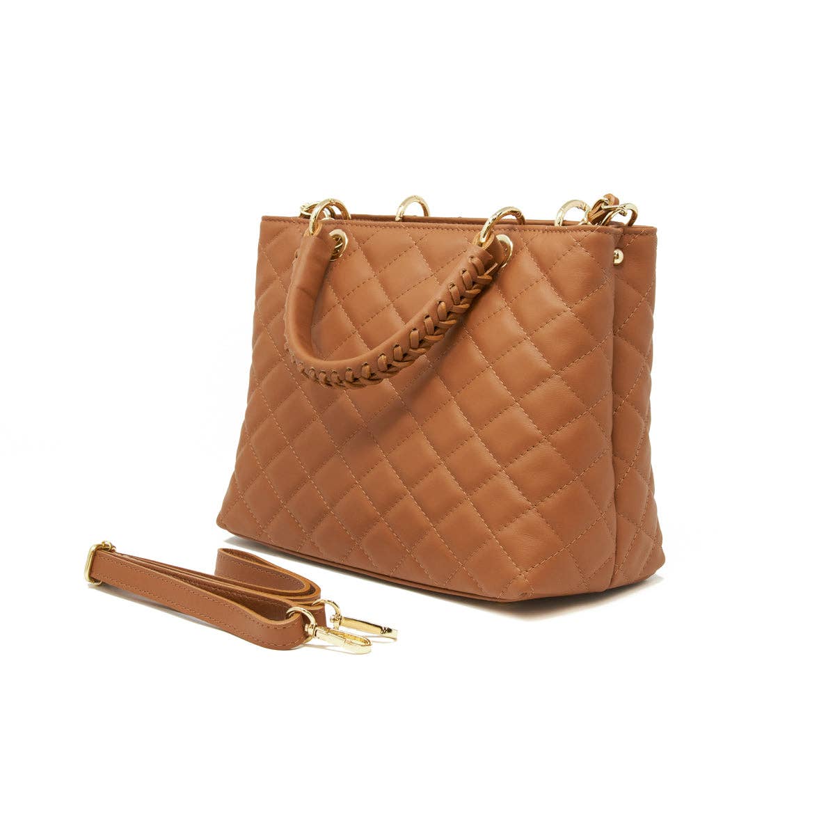 ITALIAN LEATHER QUILTED MID-SIZE BAG