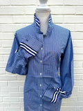 Audrey Ribbon Nvy Gingham w/Navy & White Stripe Ribbon