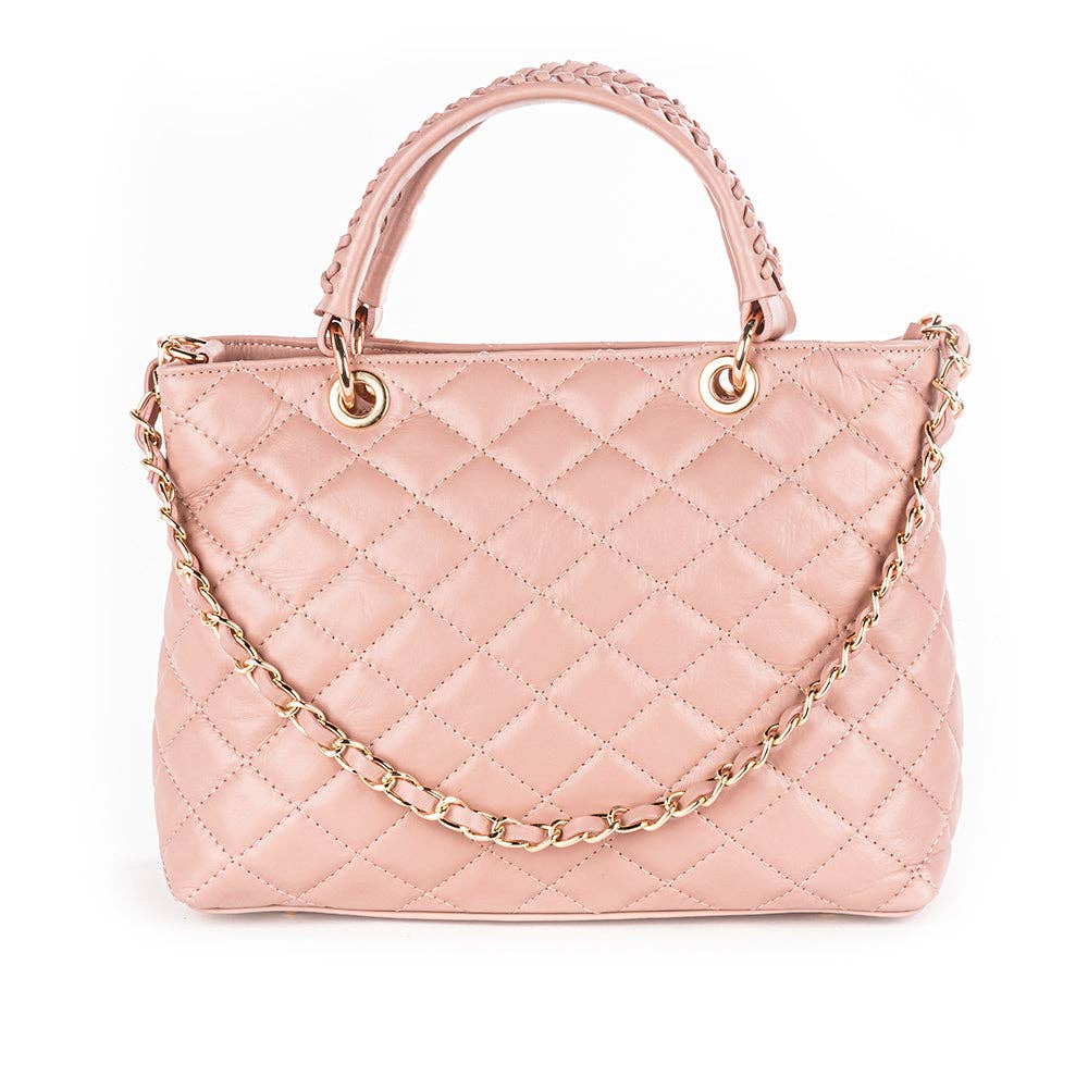 ITALIAN LEATHER QUILTED MID-SIZE BAG