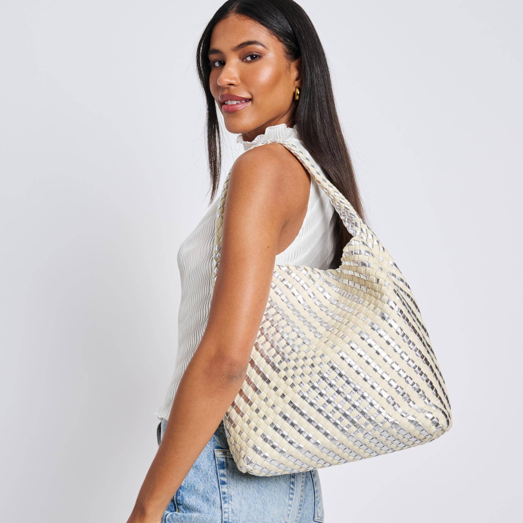 Ellery Mixed Material Woven Hobo