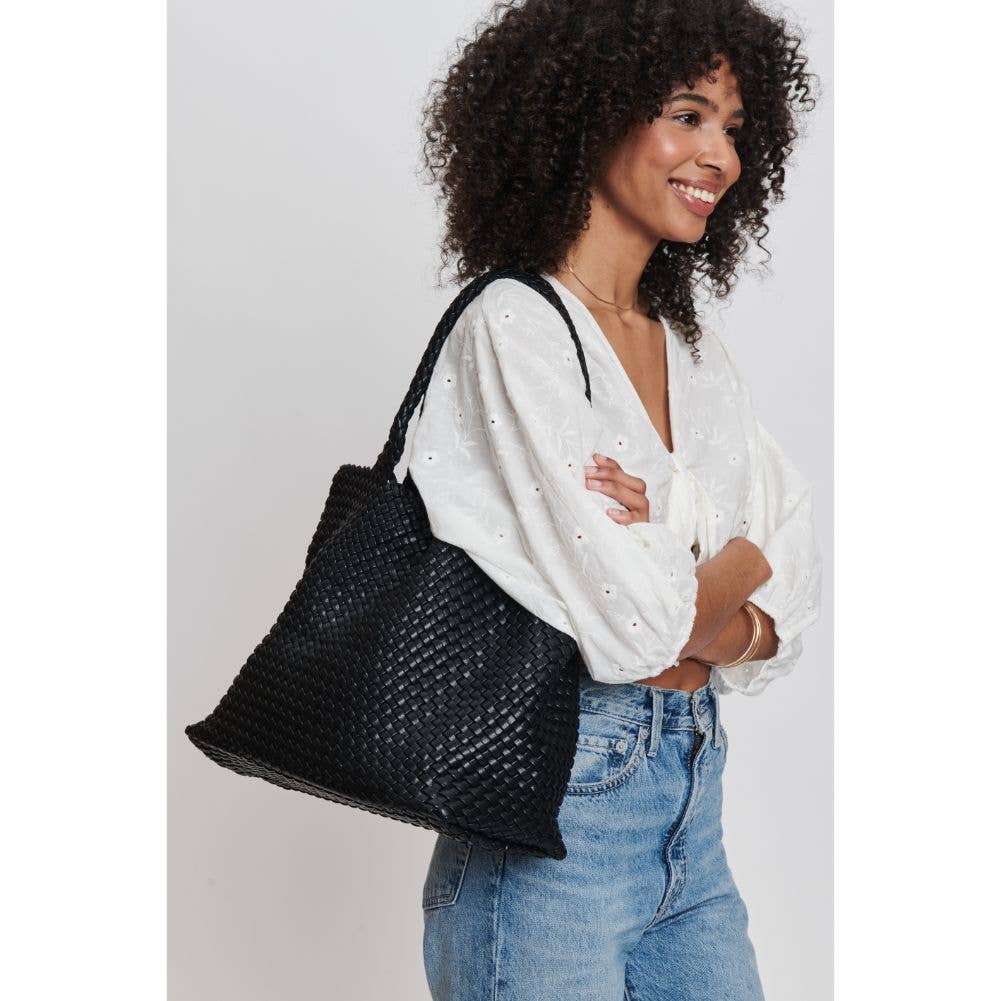 Solana Woven Tote -Black