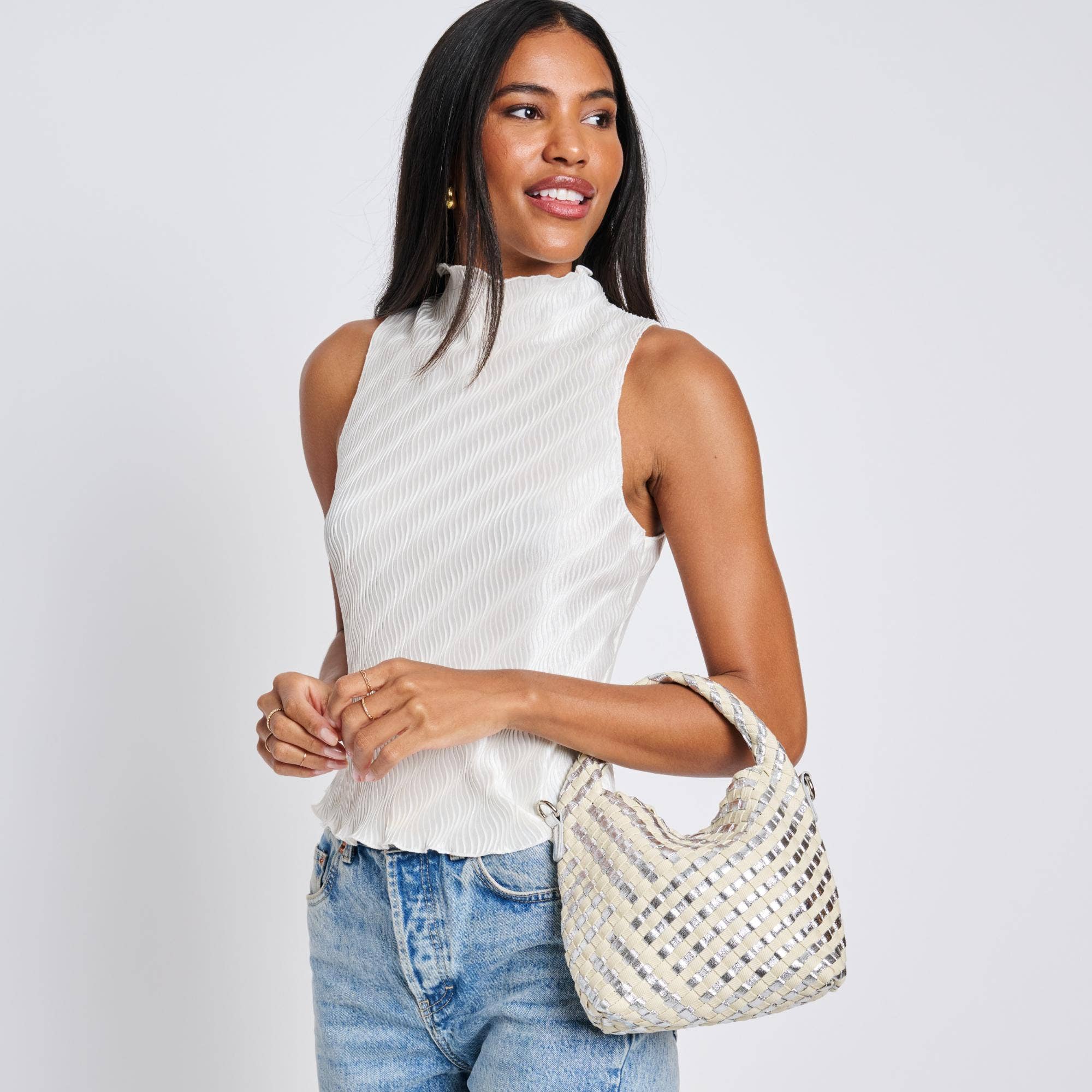 Jessamine Woven Mixed Material Crossbody