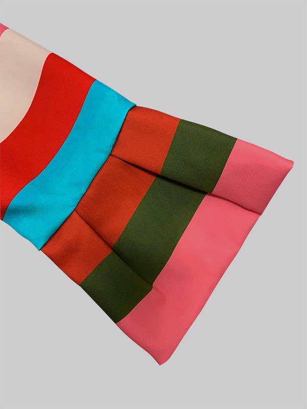 Puff Sleeve Striped Lapel Blouse – Multi-Colored