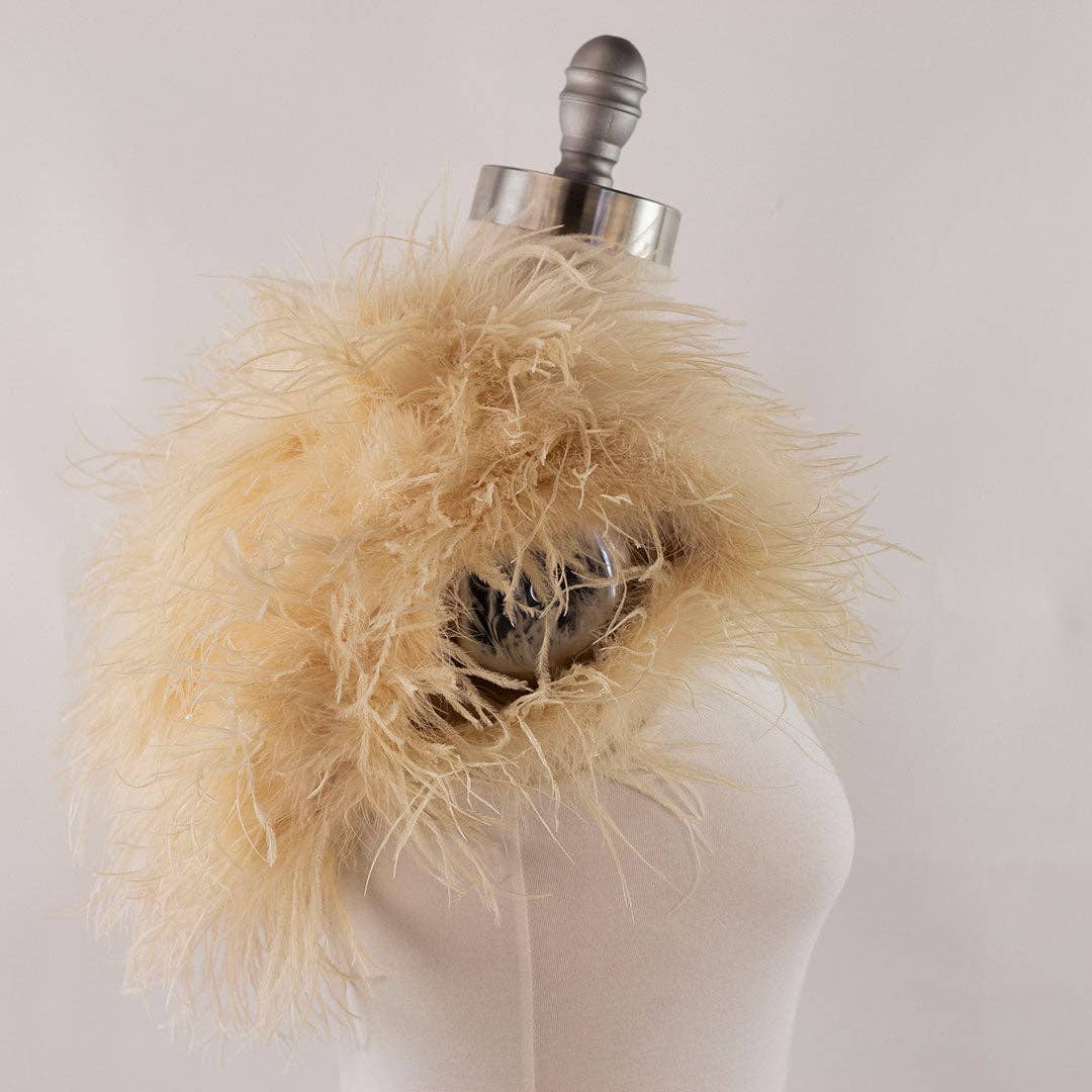 Beige Medium Ostrich Feather Shrug