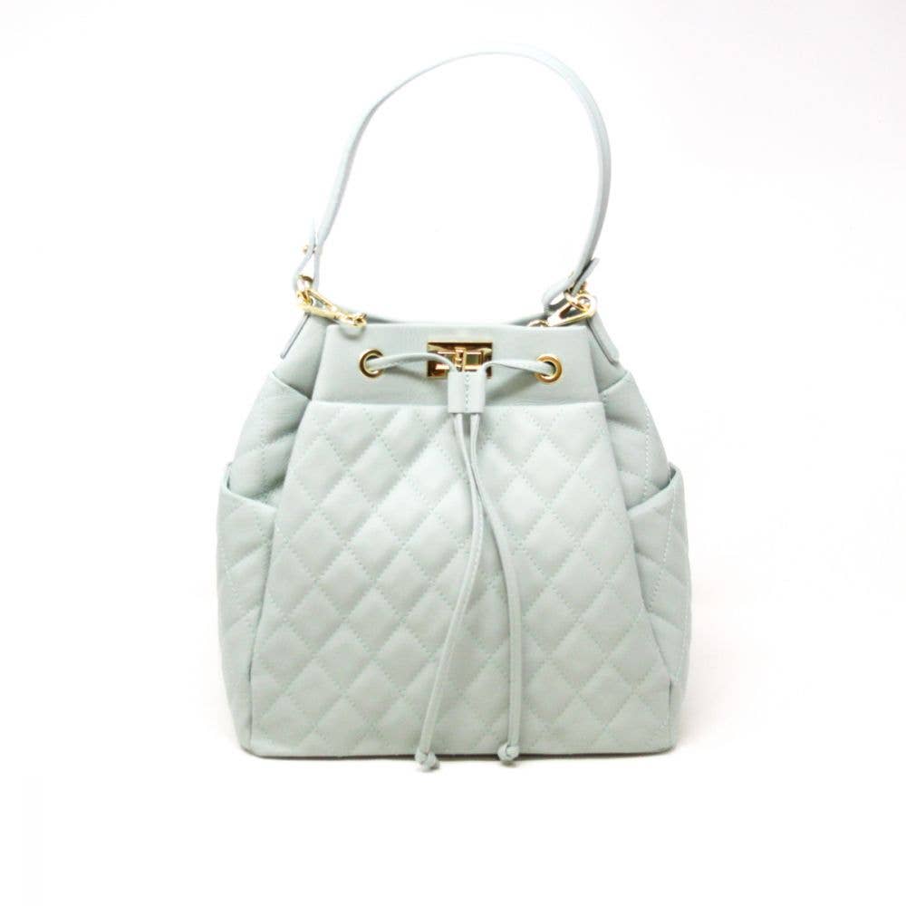 ITALIAN LEATHER TOP HANDLE AND CROSSBODY BAG