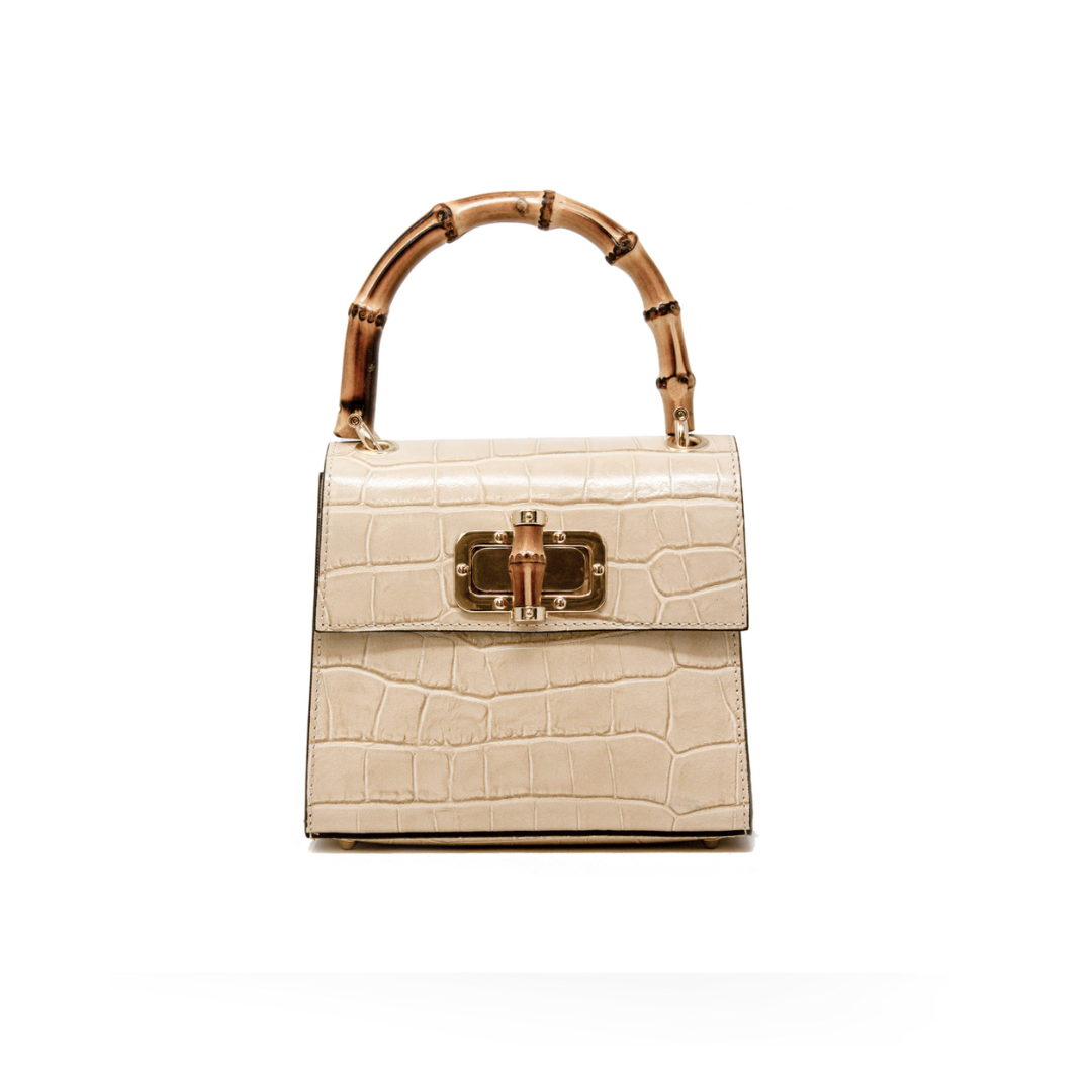 GENUINE ITALIAN LEATHER BAMBOO HANDLE BAG