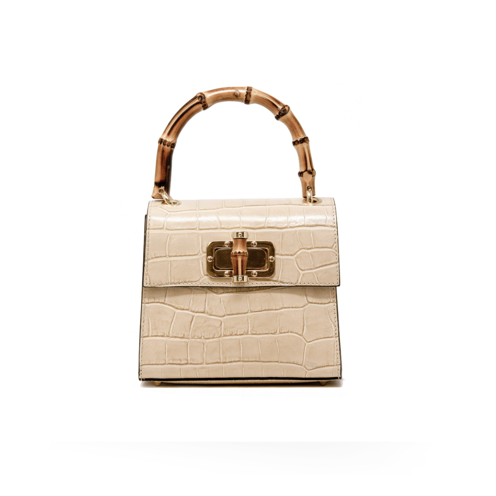 ITALIAN LEATHER BAMBOO HANDLE BAG