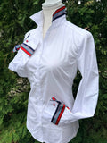 White w Red White & Blue Stripe Ribbon