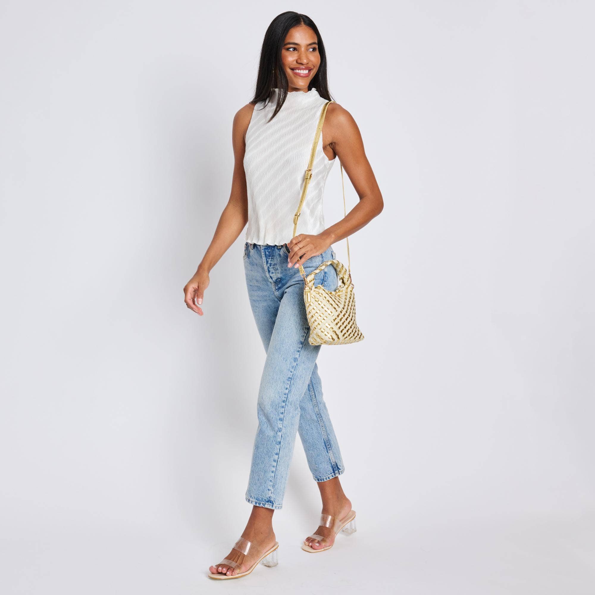 Jessamine Woven Mixed Material Crossbody