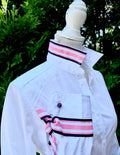 White w Navy Pink White Stripe Ribbon