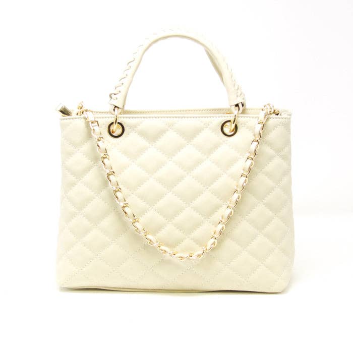 ITALIAN LEATHER QUILTED MID-SIZE BAG