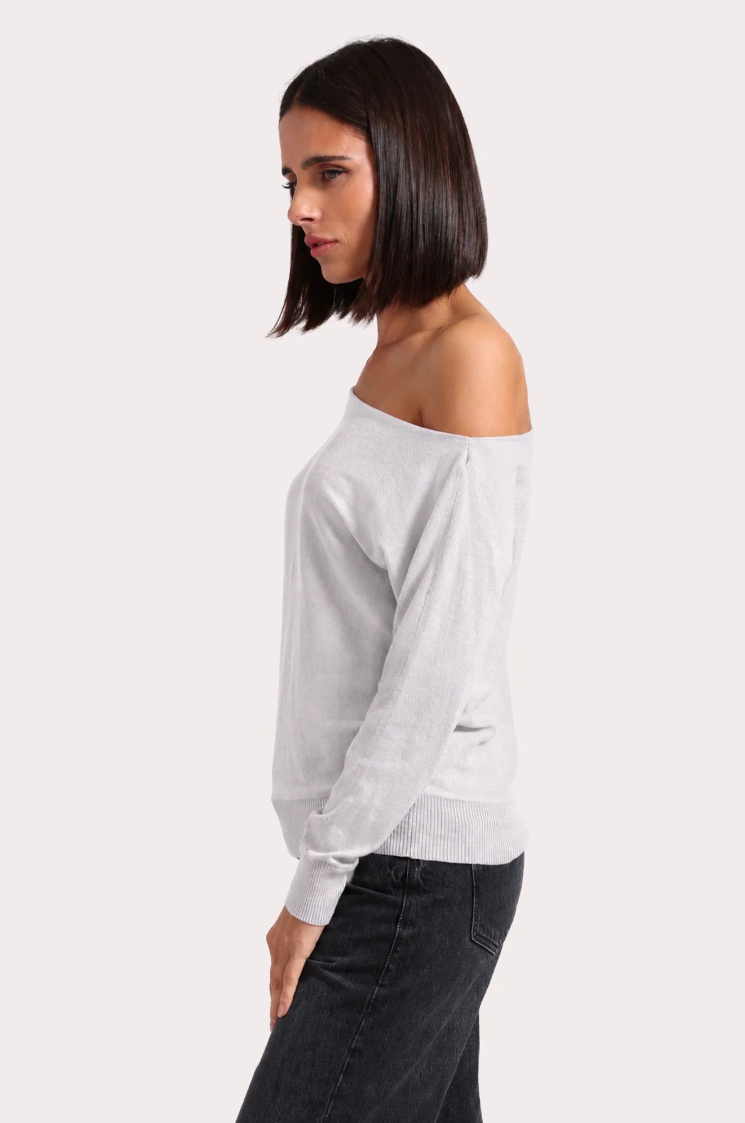 Cotton /Cashmere blend  off the shoulder top