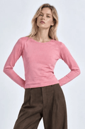 LS CREW NK W/ROLLED TRIM SWEATER