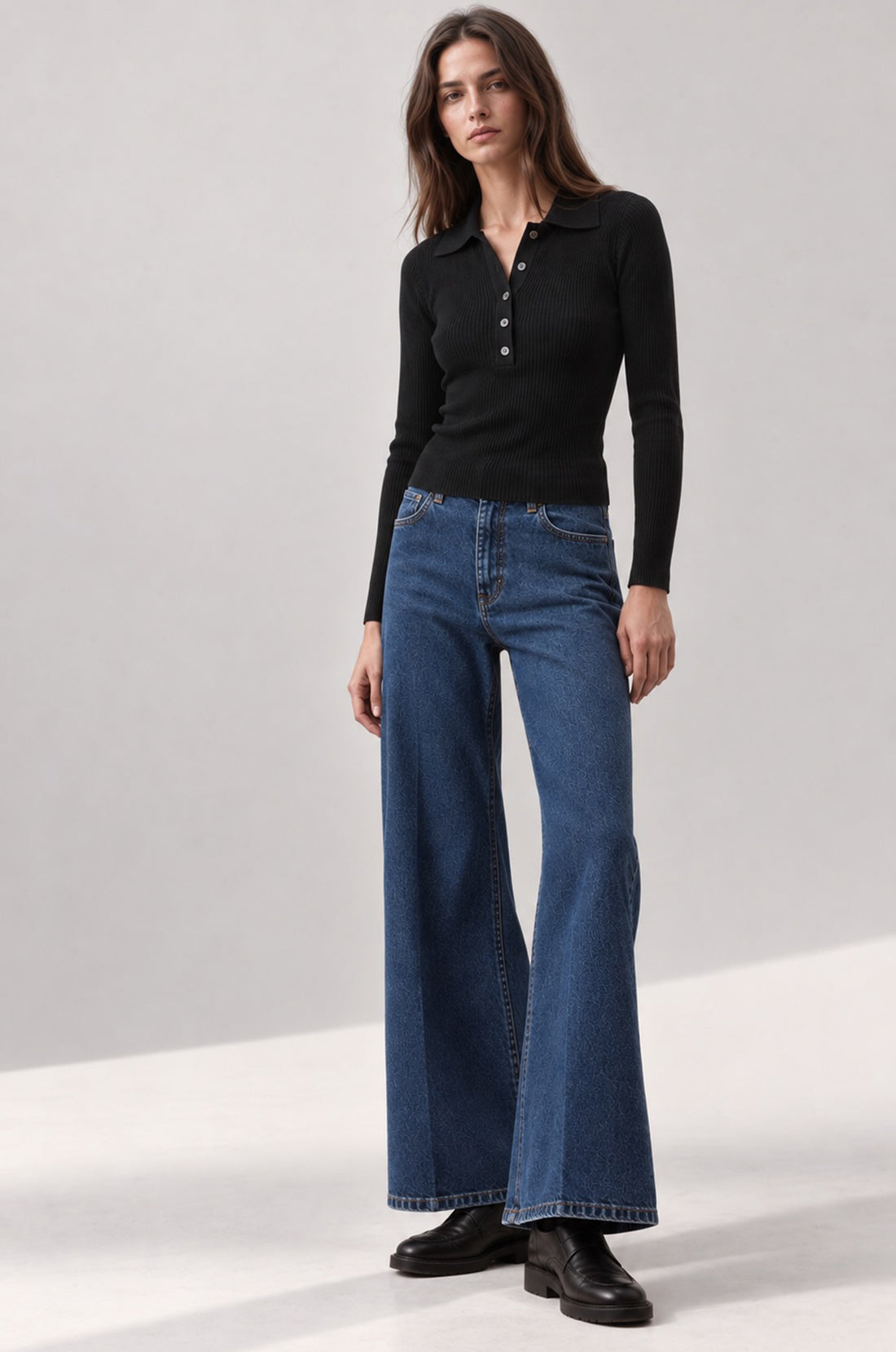 VISCOSE RIBBED COTTON HENLEY SWEATER