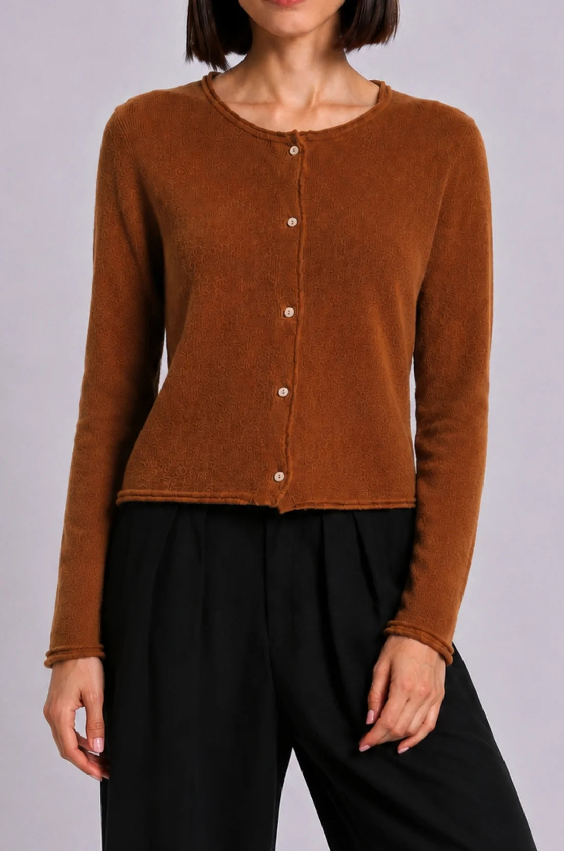 Sheer luxury Cardi W. Rolled trims