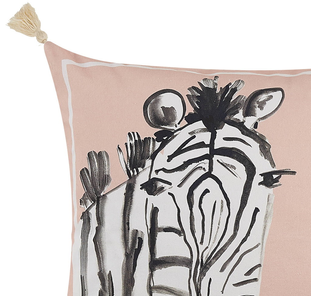 Zebra Pink with Tassels Pillow