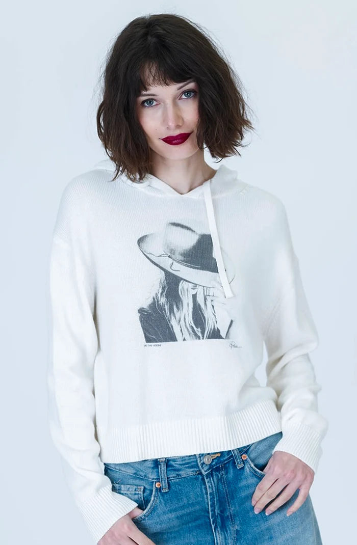 RANDI KNIT HOODY WITH MOTIF PRINT SWEATER