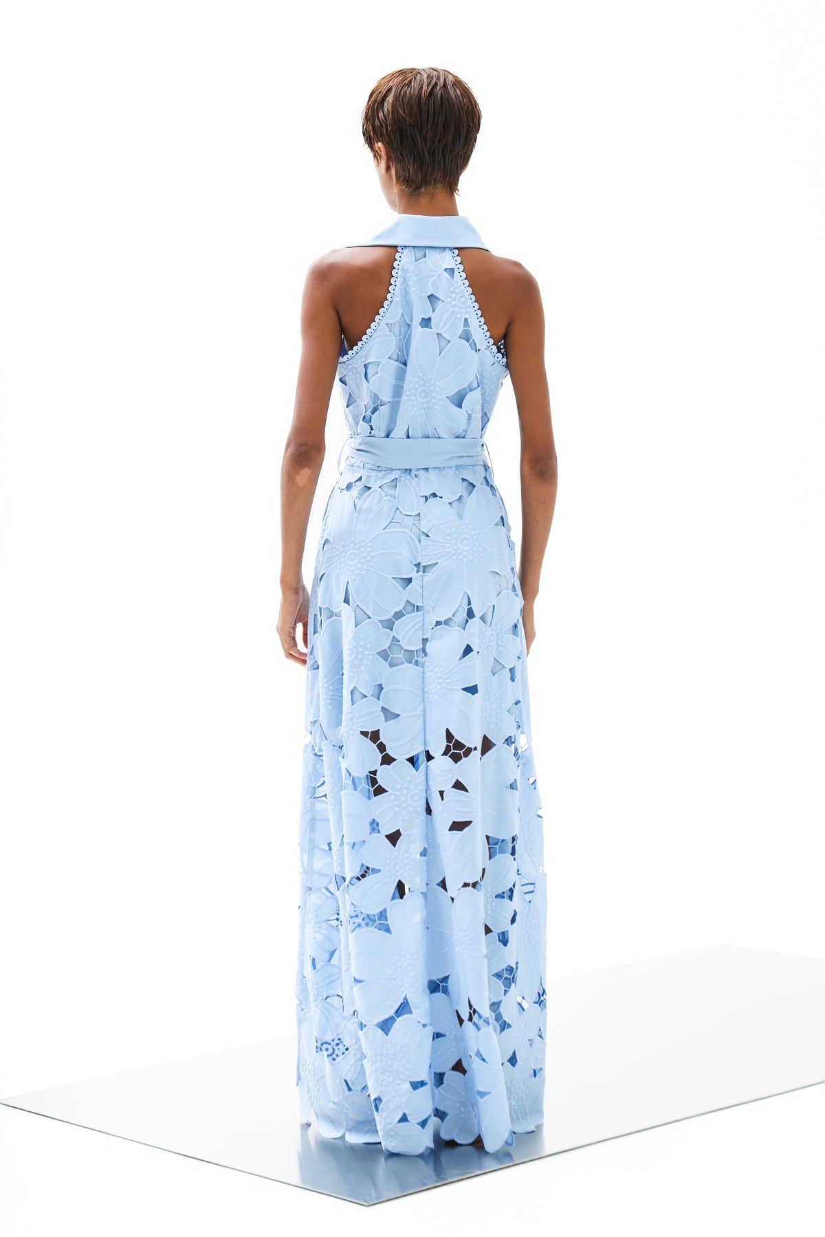 Lace Blue or White Dress with Collar