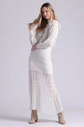 Cotton Blend Maxi Lace Skirt