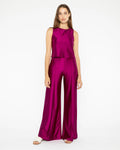 Sateen Stretch Wide Leg Pant