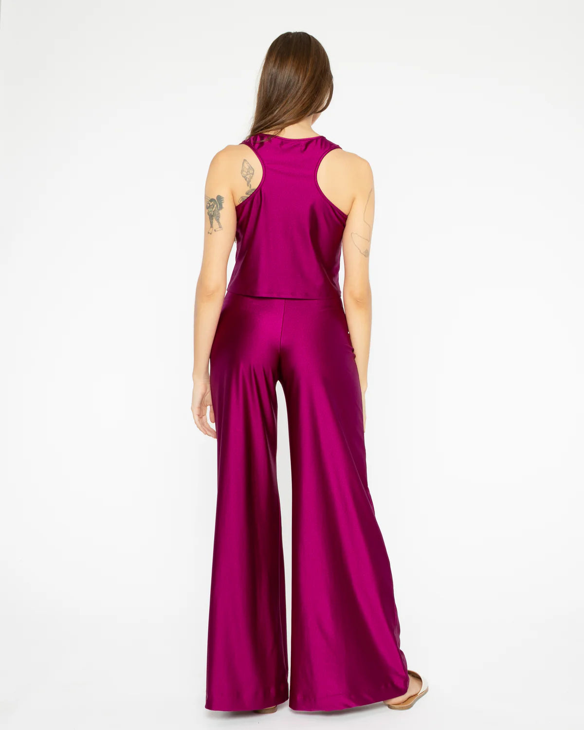 Sateen Stretch Wide Leg Pant