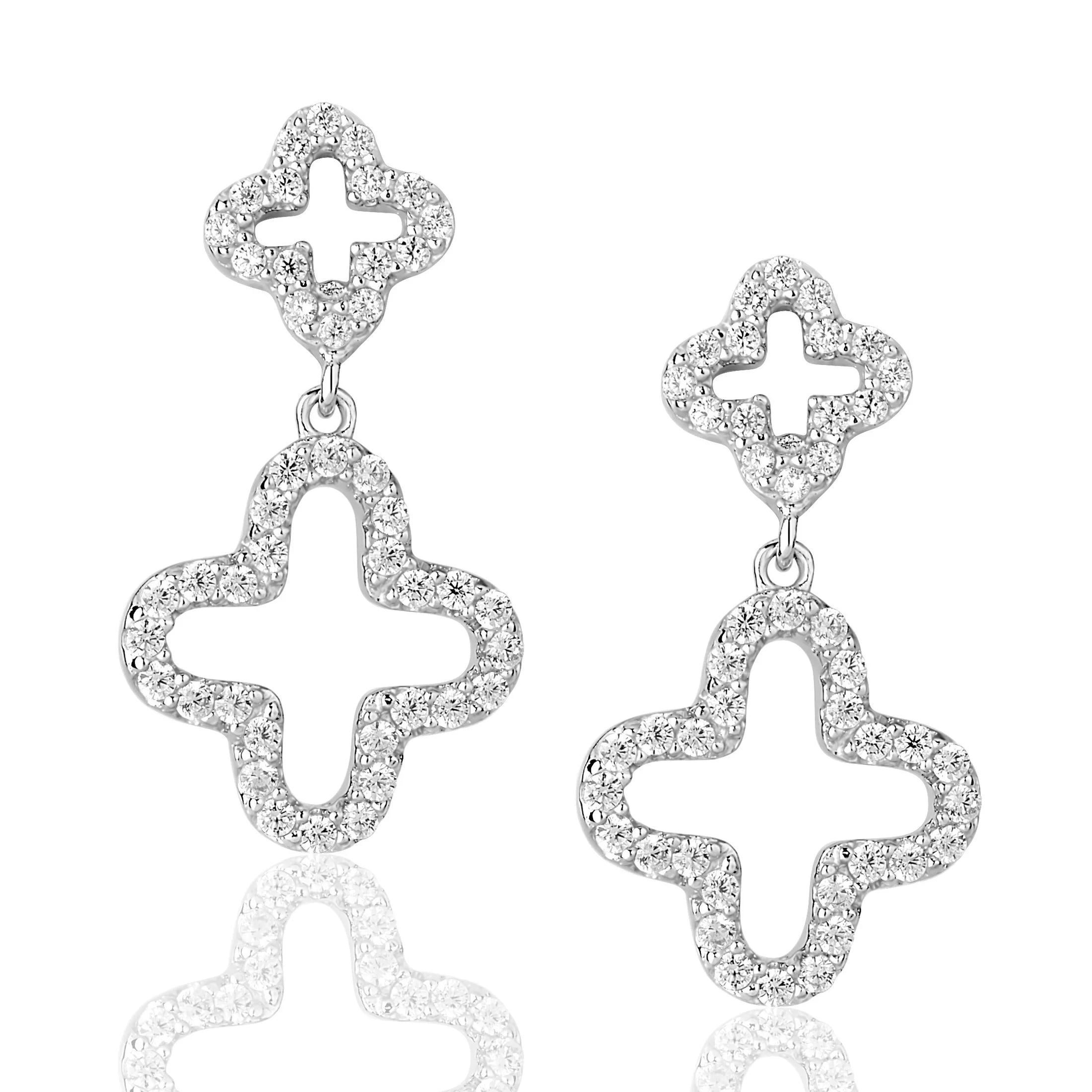 Double Clover Dangle - Silver