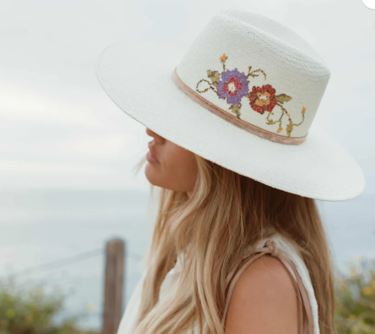 Floral Poppy Cross Stitch hat