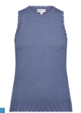 Cotton Cashmere Frayed Scoop Neck Tank