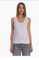 Cotton Cashmere Frayed Scoop Neck Tank