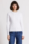 Cotton Cable LS Crew w/Frayed Edges Sweater