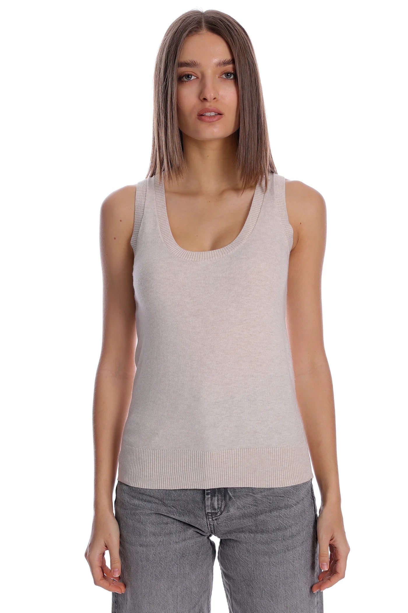 Supima Cotton Cashmere Scoop Neck Tank