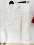 Lace Embroidered Sequin Blazer & Trouser Suit