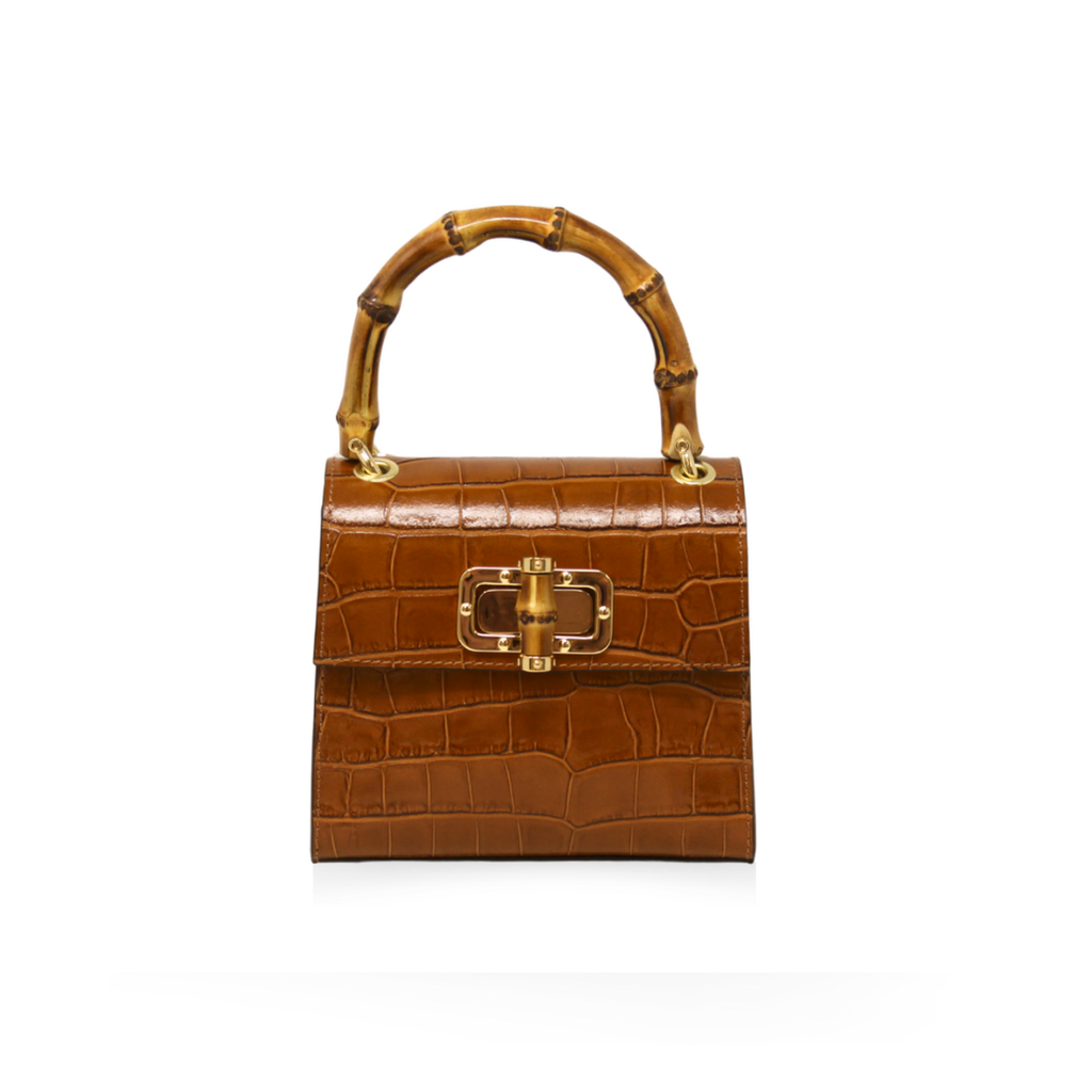 ITALIAN LEATHER BAMBOO HANDLE BAG