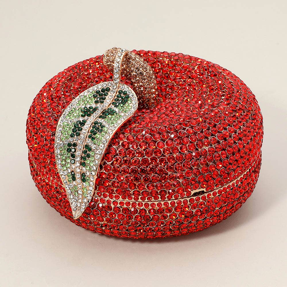 Crystal Rhinestone Apple Evening Clutch Tote Shoulder Bag
