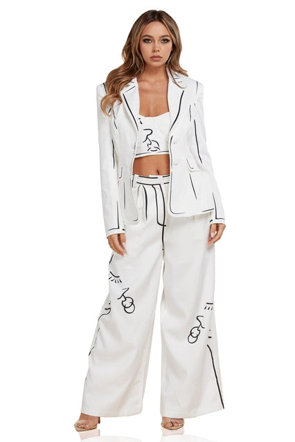 LA- Two piece suit Trompe L'Oeil white/black