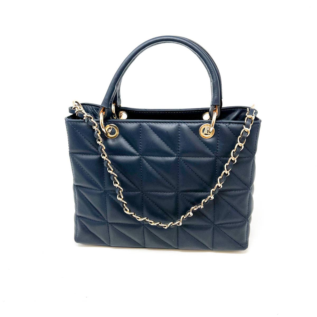 ITALIAN LEATHER QUILTED MID BAG